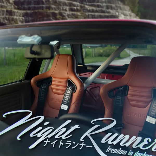 2x Pair Night Runner v1 Freedom in Darkness JDM Touge Street Racing Burnout Spirit Night Run Turbo Drift Drag Car Vinyl Sticker Decal>