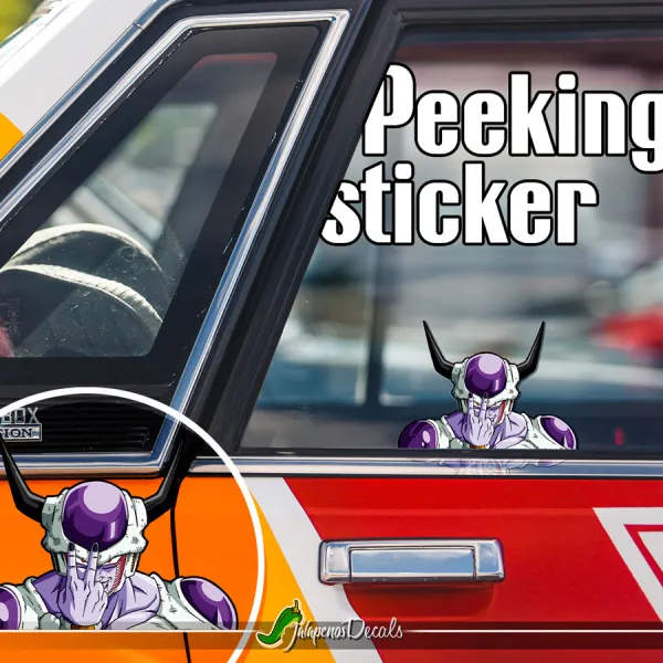 Peeking Frieza v2 Horns Emperor Universe 7 Goku Saiyan Dragon Z Super DBZ Funny JDM Racing Low Stance Anime Manga Car Vinyl Sticker Decal>