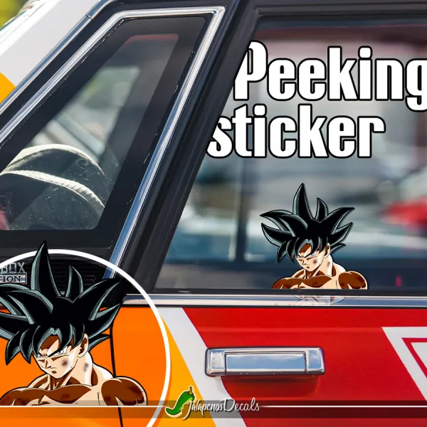 Peeking Goku Black v2 Saiyan Dragon Z Super DBZ Funny JDM Racing Low Stance Anime Manga Car Vinyl Sticker Decal>