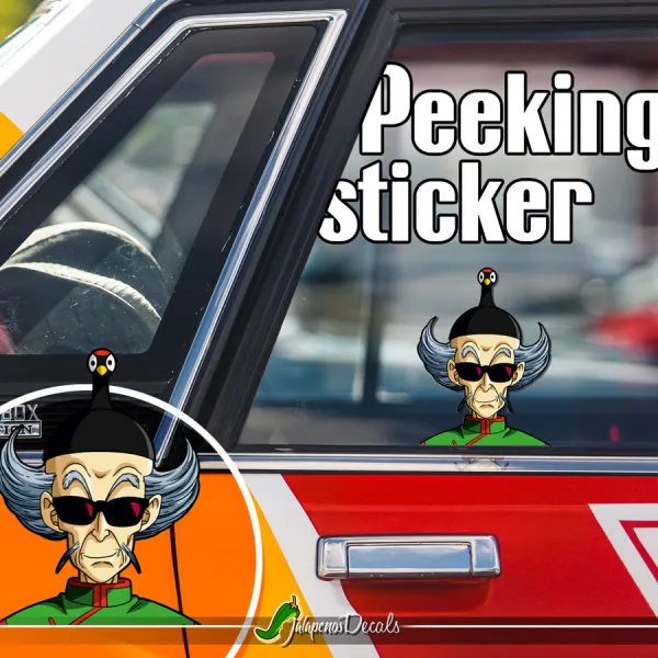 Peeking Master Shen Crane Hermit Dragon Kai Z Super Anime Manga Funny JDM Racing Low Stance Anime Manga Car Vinyl Sticker Decal>
