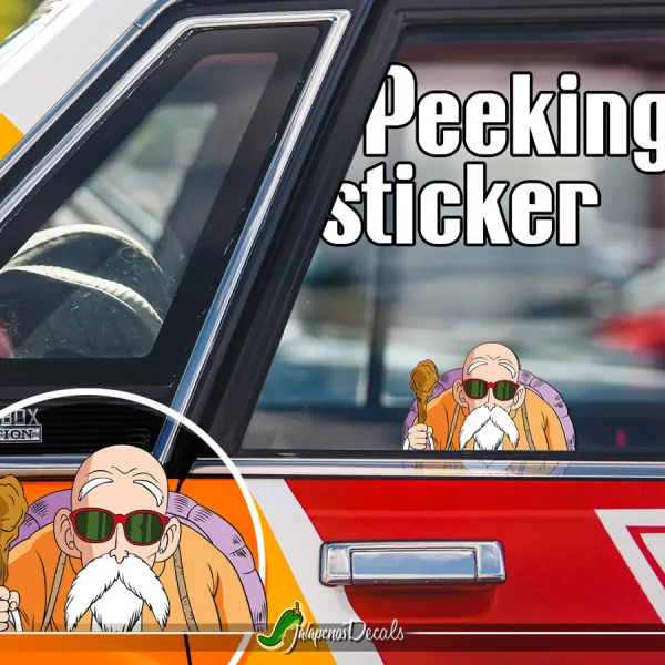 Peeking Master Roshi Turtle Hermit Goku Saiyan Dragon Z Super DBZ Funny JDM Racing Low Stance Anime Manga Car Vinyl Sticker Decal>