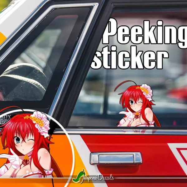 Peeking Rias Gremory v2 Lucifer Devil Kuoh Academy Crimson-Haired Ruin Princess Sexy Boobs Girl Anime Manga Car Vinyl Sticker Decal>