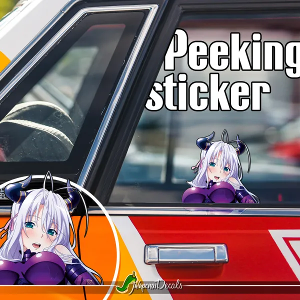 Peeking Rossweisse v1 Kuoh Academy Teacher Rook Devil Valkyrie Sexy Boobs Girl Anime Manga Car Vinyl Sticker Decal>