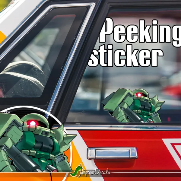 Peeking MS-06F v2 Char's Zaku II Aznable Commander Type Origin Principality Of Zeon Space Strike Fleet Mecha Manga Anime Car Vinyl Sticker Decal>
