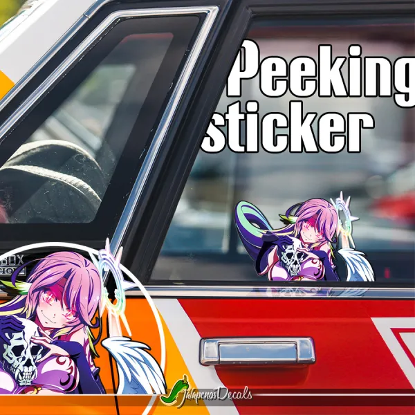 Peeking Jibril Flügel v1 Race Exceptional Unit Eighteen Wings Elkia Sora Azril Artosh Sexy Waifu Hot Boobs Halo Anime Manga Car Vinyl Sticker Decal>