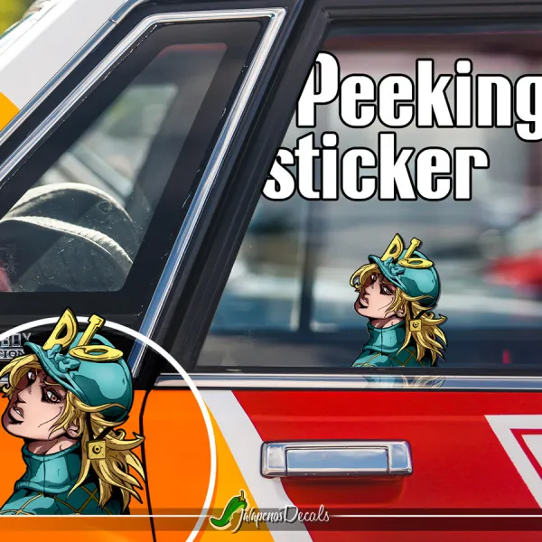 Peeking Diego Brando v1 Dio Jockey Steel Ball Scary Monsters Saint's Corpse Anime Manga Car Vinyl Sticker Decal>