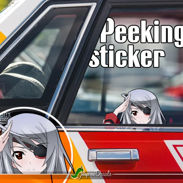 Peeking Laura Bodewig Sexy Hot Girl Funny JDM Racing Low Stance Anime Manga Car Vinyl Sticker Decal>
