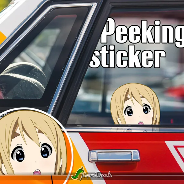 Peeking Tsumugi Kotobuki K-ON Sexy Hot Girl Funny JDM Racing Low Stance Anime Manga Car Vinyl Sticker Decal>