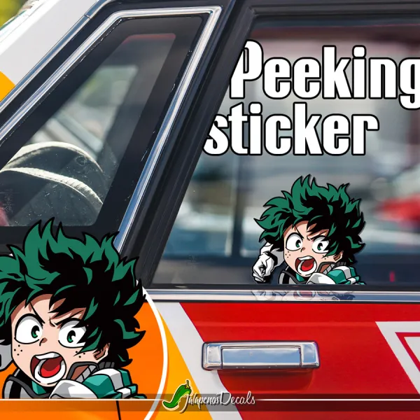 Peeking Izuku Midoriya Quirk Deku Weeb Otaku Funny JDM Racing Anime Manga Car Vinyl Sticker Decal>