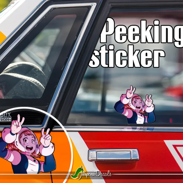 Peeking Ochaco Uraraka v1 U.A. Class Pro Hero Quirk Anime Girl Manga Car Vinyl Sticker Decal>