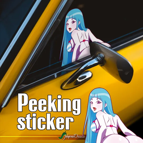 Peeking Hanachan v1 Neon Style Syuchan Otaku Sexy Hot Ass Booty Girl Anime Manga Car Vinyl Sticker Decal>