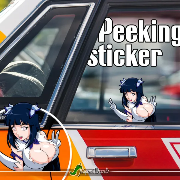 Peeking Hinata Uzumaki v1 Kunoichi Konohagakure Hyūga Clan Team 8 Girl Anime Manga Car Vinyl Sticker Decal>