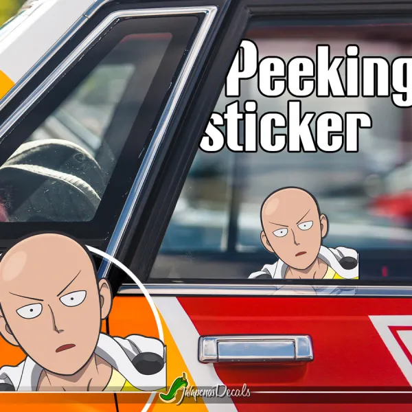 Peeking Saitama v1 Master Senpai Caped Baldy A-Class Rank 39 Hero Association Power The Fist Anime Manga Car Vinyl Sticker Decal>