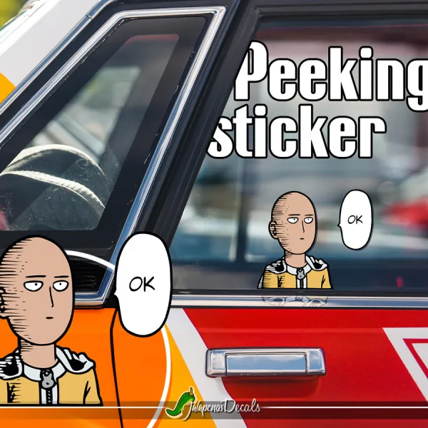 Peeking Saitama v2 Master Senpai Caped Baldy A-Class Rank 39 Hero Association Power The Fist Anime Manga Car Vinyl Sticker Decal>