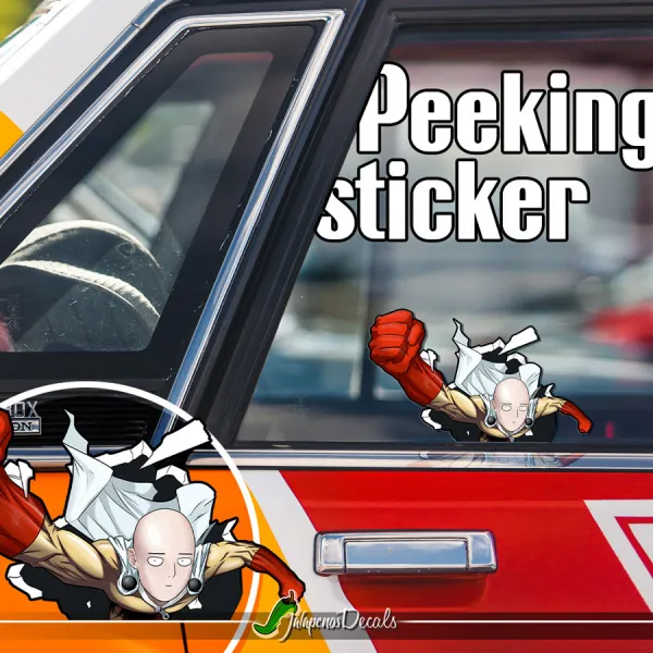 Peeking Saitama v3 Master Senpai Caped Baldy A-Class Rank 39 Hero Association Power The Fist Anime Manga Car Vinyl Sticker Decal>