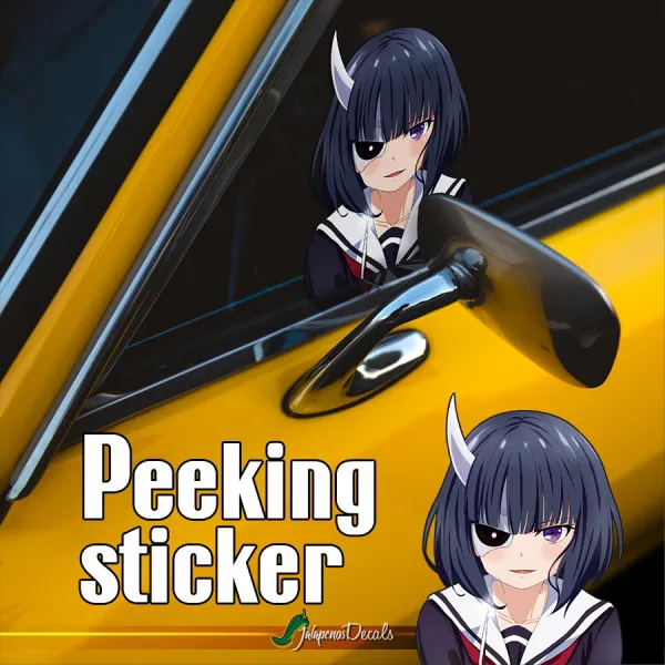 Peeking Rin Onigawara v1 Demon Mask Katana Supreme Five Swords Otaku Cute Girl Anime Manga Car Vinyl Sticker Decal>