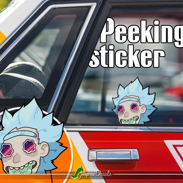 Peeking Rick Morty v4 TV Show Funny JDM Racing Low Stance Anime Manga Car Vinyl Sticker Decal>