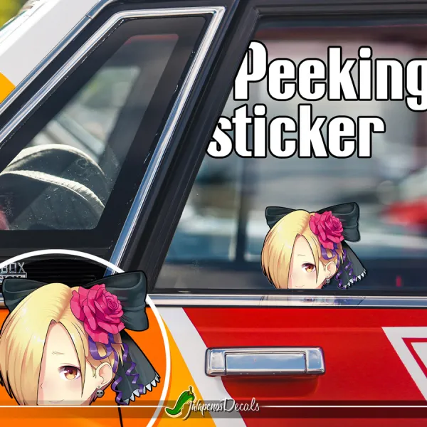 Peeking Koume Shirasaka THE iDOLM@STER Cinderella Girls V3 Sexy Hot Girl Funny JDM Racing Low Stance Anime Manga Car Vinyl Sticker Decal>