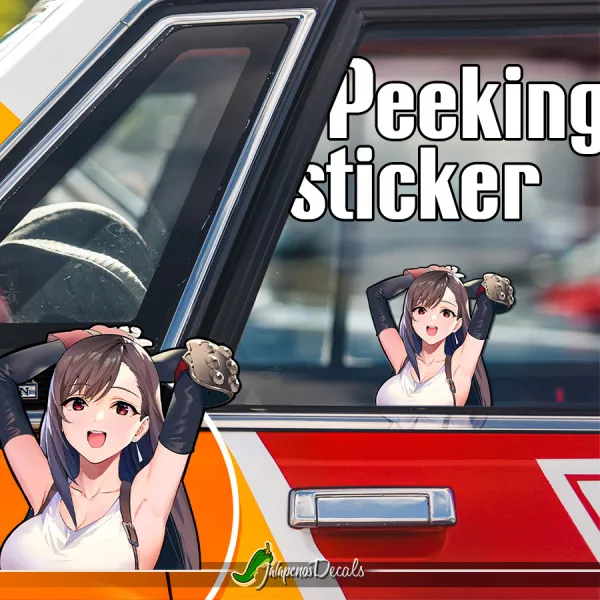 Peeking Tifa Lockhart v1 Avalanche 7th Heaven Bar Nibelheim Zangan Cloud Strife Sexy Girl Waifu Hot Boobs Anime Manga Car Vinyl Sticker Decal>