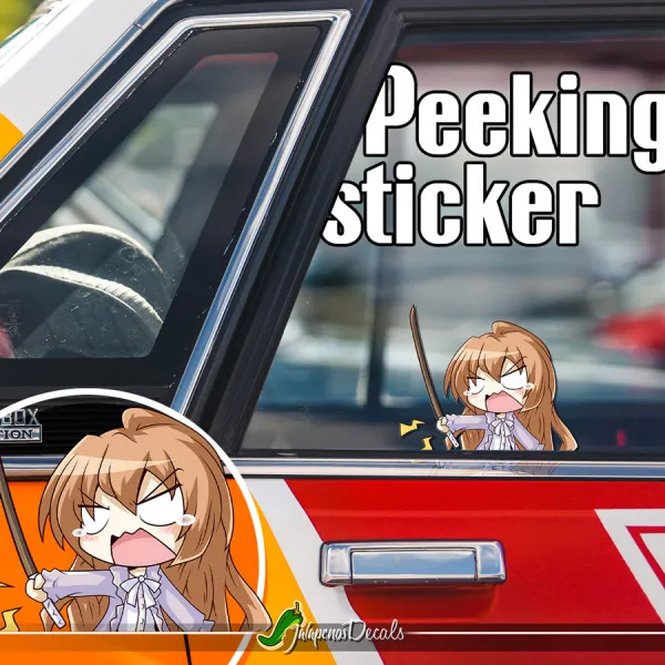 Peeking Taiga Aisaka Toradora Sexy Hot Girl Funny JDM Racing Low Stance Anime Manga Car Vinyl Sticker Decal>