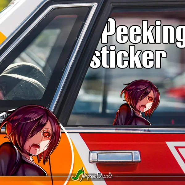 Peeking Touka Kirishima v1 Ghoul Rabbit Mask Ken Kaneki Anteiku Manager Girl Anime Manga Car Vinyl Sticker Decal>