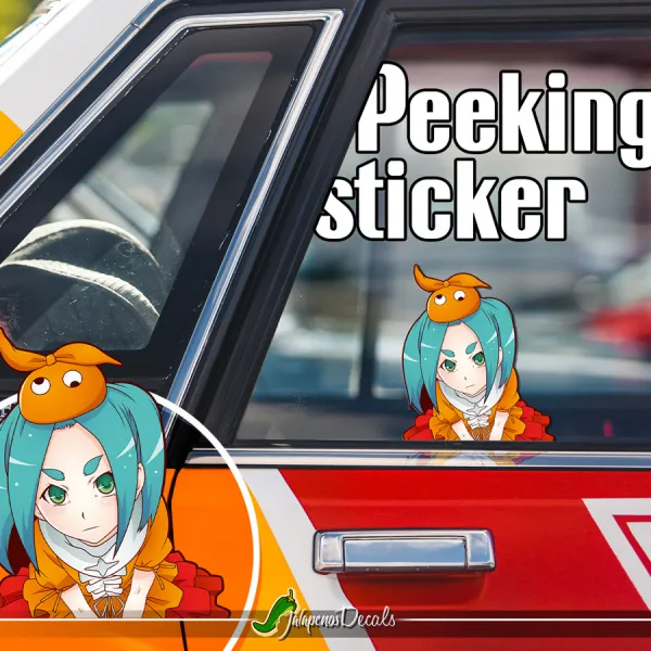 Peeking Yotsugi Ononoki Bakemonogatari Tsukihi Araragi's doll Sexy Hot Girl Funny JDM Racing Low Stance Anime Manga Car Vinyl Sticker Decal>