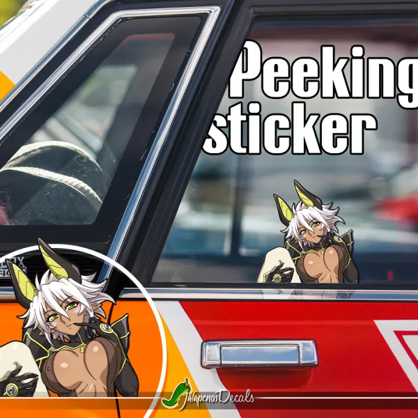 Peeking Zest Steward v1 Demon Lord Faction Rabbit Tail Horns Anime Sexy Hot Boobs Girl Manga Car Vinyl Sticker Decal>