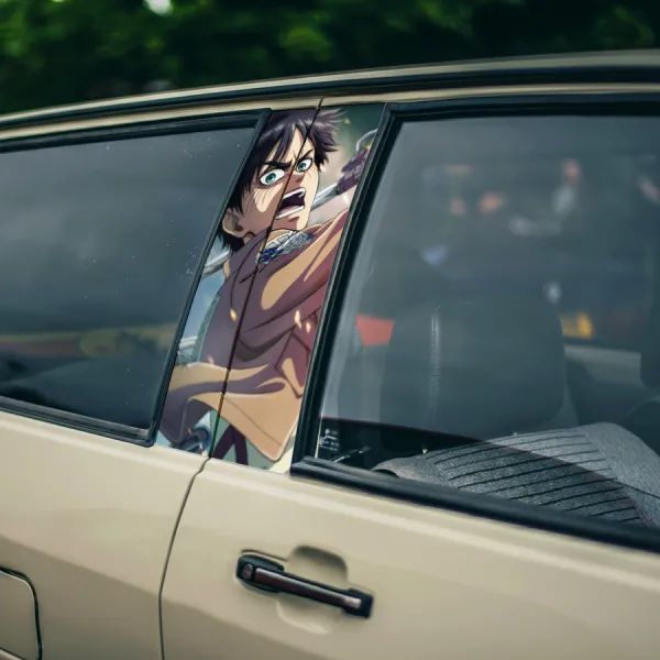 Eren Yeager v1 Yeagerists Special Squad Survey Corps War Hammer Wall Rose Anime Manga Printed Car Door B Pillar Vinyl Wrap Sticker>