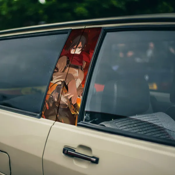 Mikasa Ackerman v2 Colossal Scouting Legion Survey Corps Wings Of Freedom Colossus Waifu Anime Manga Printed Car Door B Pillar Vinyl Wrap Sticker>