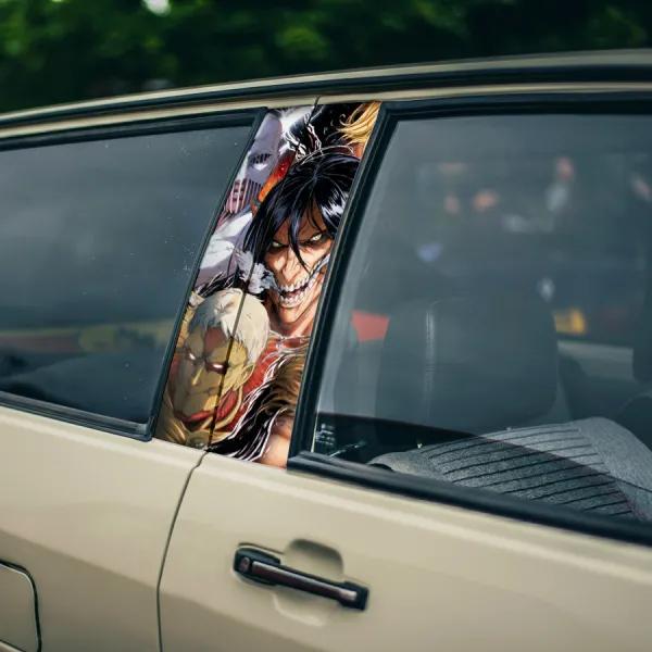 Colossus Armored War Hammer v4 Eldia Wall Scouting Legion Survey Corps Wings Of Freedom Mikasa Ackerman Anime Manga Printed Car Door B Pillar Vinyl Wrap Sticker>