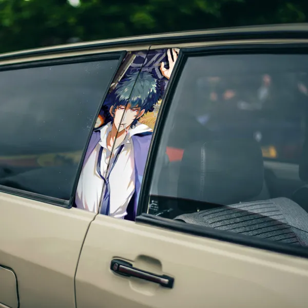 Spike Spiegel v2 See You Space Cowboy Faye Valentine Swordfish II MONO Racer Anime Printed Car Door B Pillar Vinyl Wrap Sticker>