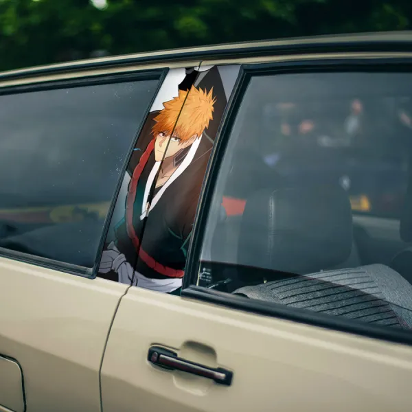 Ichigo Kurosaki v3 Shinigami Hollow Soul Society Zangetsu Getsuga Tensho Manga Anime Printed Car Door B Pillar Vinyl Wrap Sticker>