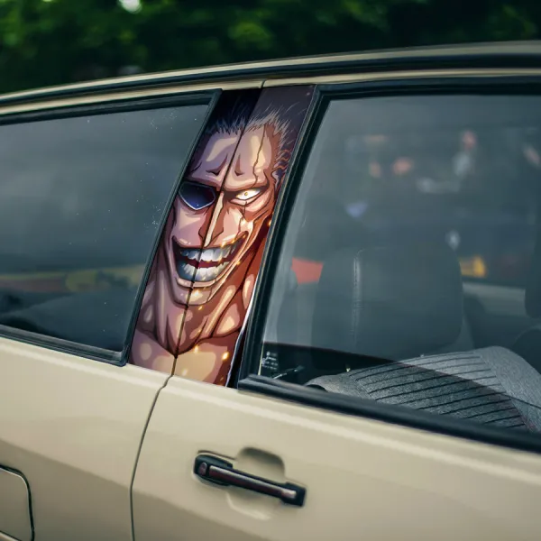 Kenpachi Zaraki v2 Bankai Shikai Red Oni Shinigami Captain 11th Division Gotei 13 Nozarashi Manga Anime Printed Car Door B Pillar Vinyl Wrap Sticker>