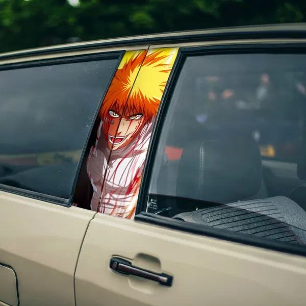 Ichigo Kurosaki v2 Shinigami Hollow Soul Society Zangetsu Getsuga Tensho Manga Anime Printed Car Door B Pillar Vinyl Wrap Sticker>