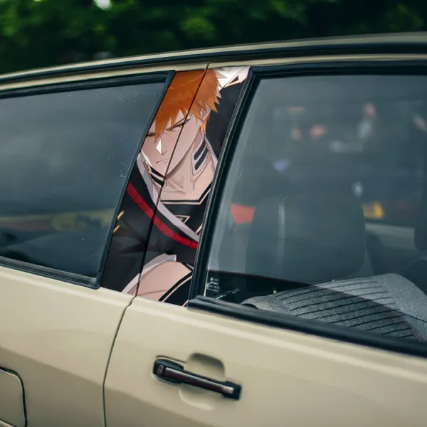Ichigo Kurosaki v6 Shinigami Hollow Soul Society Zangetsu Getsuga Tensho Manga Anime Printed Car Door B Pillar Vinyl Wrap Sticker>