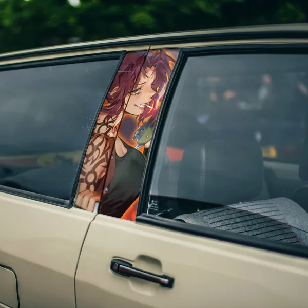 Revy v2 Rebecca Lee Two Hands Guns Modified Beretta 92F Rock Dutch Tatoo Girl Waifu Girl Anime Manga Printed Car Door B Pillar Vinyl Wrap Sticker>