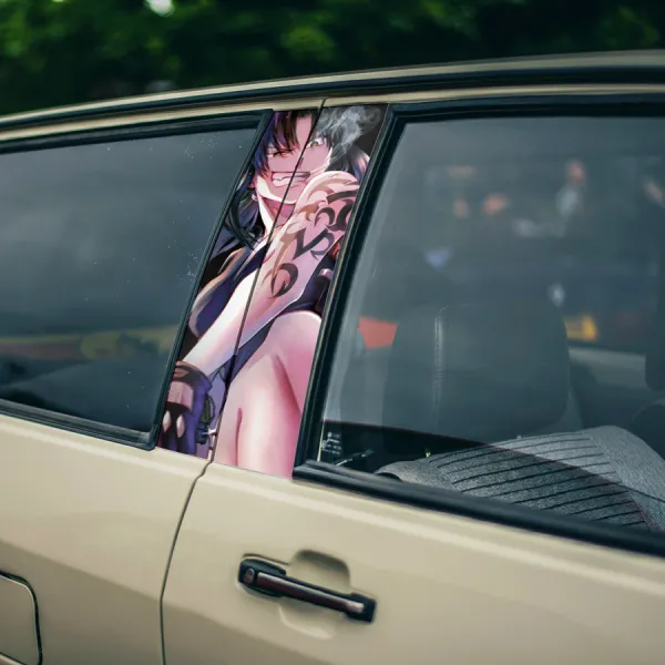 Revy v1 Rebecca Lee Two Hands Guns Modified Beretta 92F Rock Dutch Tatoo Girl Waifu Girl Anime Manga Printed Car Door B Pillar Vinyl Wrap Sticker>