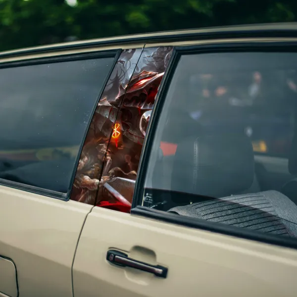 Guts v2 Black Swordsman Dragon Slayer Knight Falcon Griffith Crimson Behelit Sacrifice Dark Anime Printed Car Door B Pillar Vinyl Wrap Sticker>