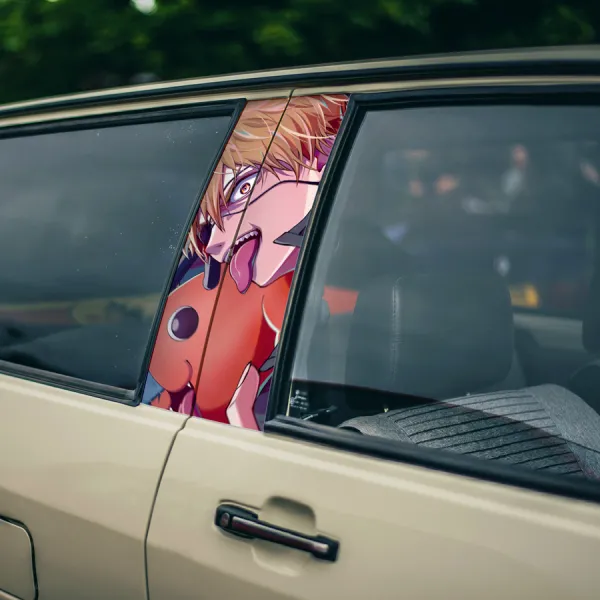 Denji v3 Public Safety Devil Hunter Pochita Saw Makima Squad Manga Anime Printed Car Door B Pillar Vinyl Wrap Sticker>