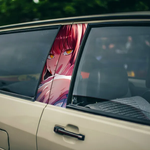 Makima v1 Public Safety Devil Hunter Head Control Nayuta Waifu Anime Manga Printed Car Door B Pillar Vinyl Wrap Sticker>