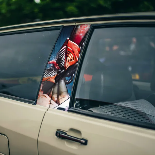 Denji v1 Public Safety Devil Hunter Pochita Saw Makima Squad Manga Anime Printed Car Door B Pillar Vinyl Wrap Sticker>