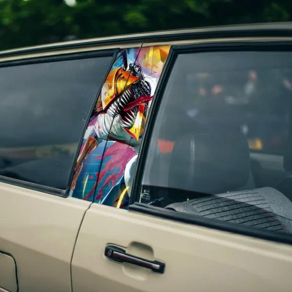 Denji v2 Public Safety Devil Hunter Pochita Saw Makima Squad Manga Anime Printed Car Door B Pillar Vinyl Wrap Sticker>