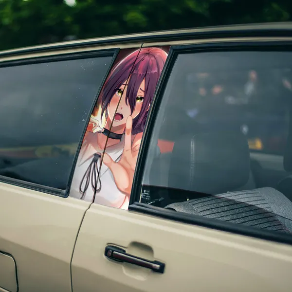 Reze v1 Lady Bomb Girl Devil Tokyo Special Division Hybrid Waifu Senpai Anime Manga Printed Car Door B Pillar Vinyl Wrap Sticker>