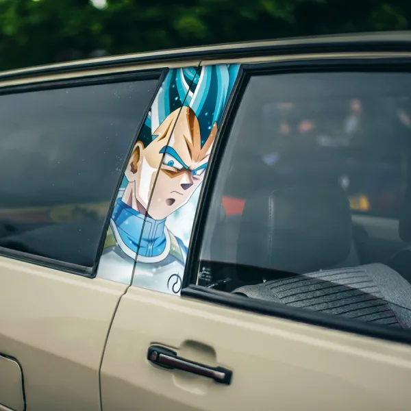 Blue Vegeta v2 Super Saiyan SSB SSJB Prince Fallen Saiyan Armor Bodysuit Universe 7 Frieza Force Z DBZ Anime Manga Printed Car Door B Pillar Vinyl Wrap Sticker>