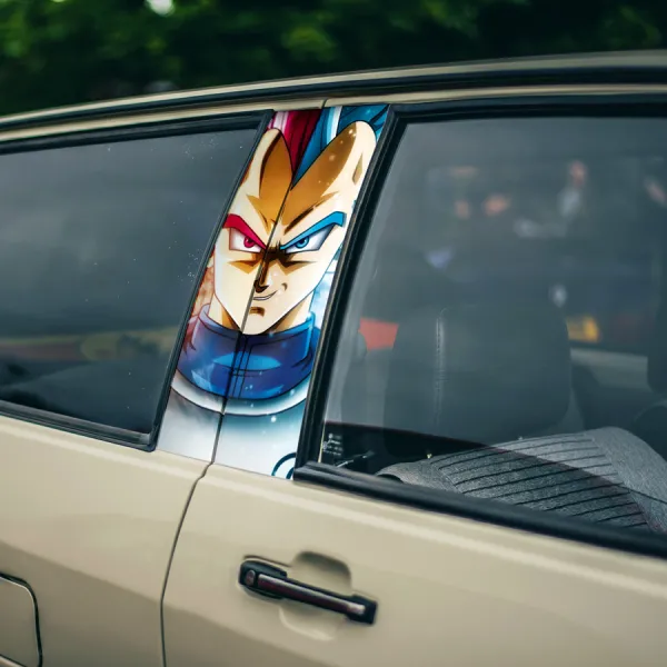 Blue Vegeta v3 Super Saiyan SSB SSJB God SSG SSJG Prince Fallen Saiyan Armor Bodysuit Universe 7 Frieza Force Z DBZ Anime Manga Printed Car Door B Pillar Vinyl Wrap Sticker>