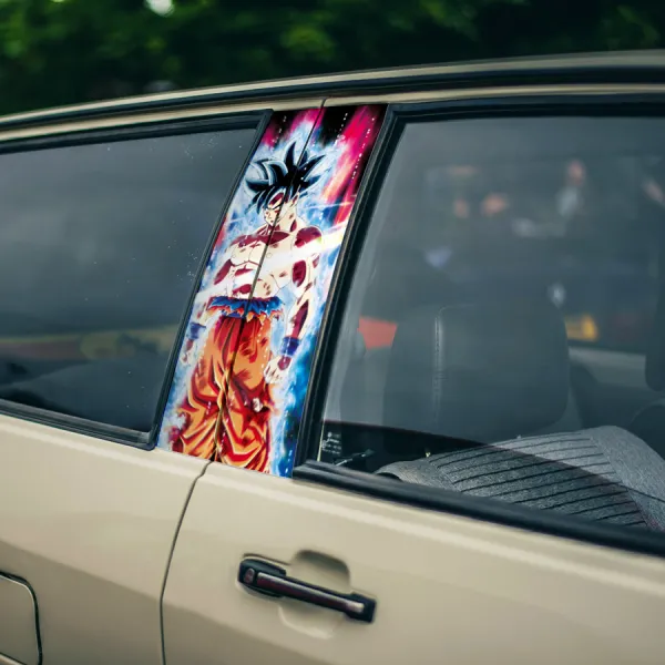 Son Goku Black v3 Ultra Instinct Form Super Saiyan Z Kai DBZ Anime Manga Printed Car Door B Pillar Vinyl Wrap Sticker>