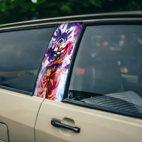 Son Goku Mastered v2 Silver Hair Ultra Instinct Final Form Super Saiyan Z Kai DBZ Anime Manga Printed Car Door B Pillar Vinyl Wrap Sticker>