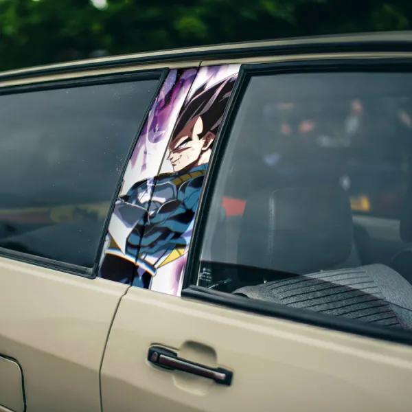 Black Vegeta v1 Prince Fallen Saiyan Armor Bodysuit Universe 7 Frieza Force Z DBZ Anime Manga Printed Car Door B Pillar Vinyl Wrap Sticker>