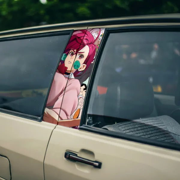 Momo Ayase v2 Paranormal Turbo-Granny Spirit Medium Okarun Waifu Girl Anime Manga Printed Car Door B Pillar Vinyl Wrap Sticker>