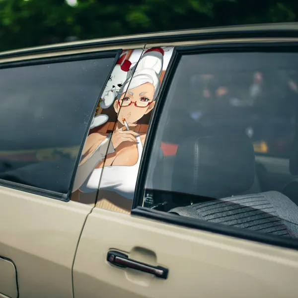 Seiko Ayase v2 Santa Dodoria Nana Smoking Paranormal Turbo-Granny Spirit Medium Waifu Girl Anime Manga Printed Car Door B Pillar Vinyl Wrap Sticker>